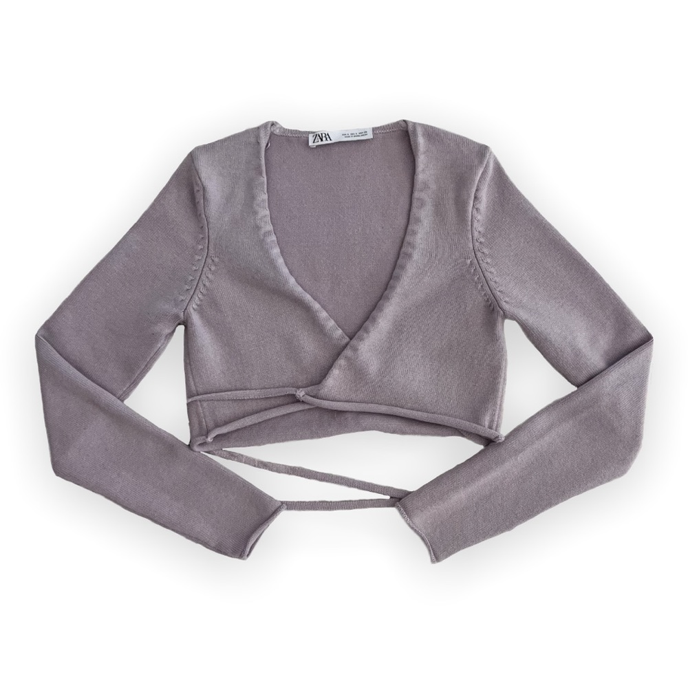 SOLD Zara Cropped Wrap Top - Picture 1 of 5